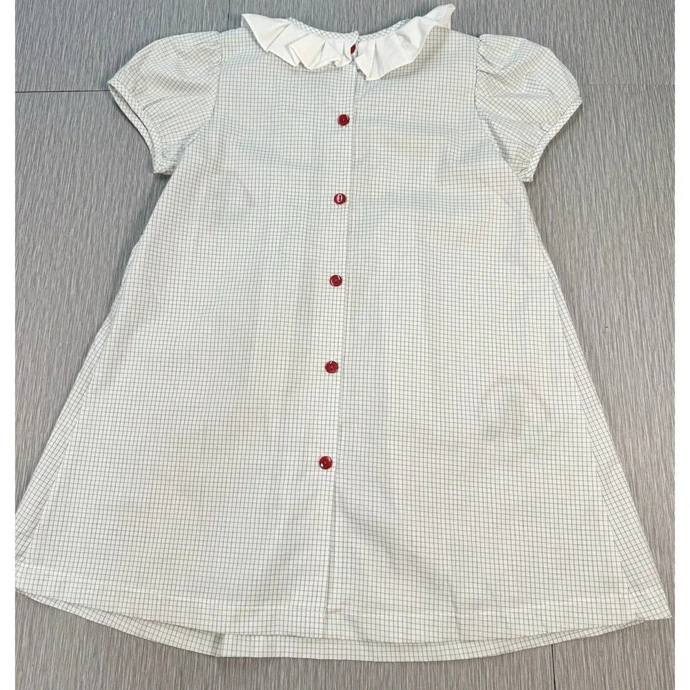 Shrimp & Grits Christmas Embroidered Green White Gingham Dress‎ Toddler Girl JOY
